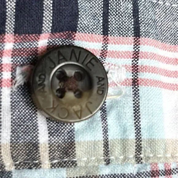 Boys Janie And Jack Blue Coral Check plaid cotton Shorts size 7 - Picture 4 of 7